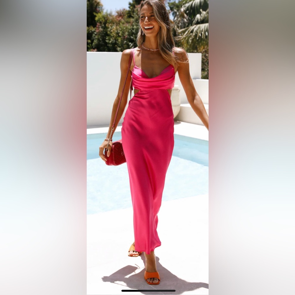 Hello Molly NWT size small hot pink purley formed maxi dress